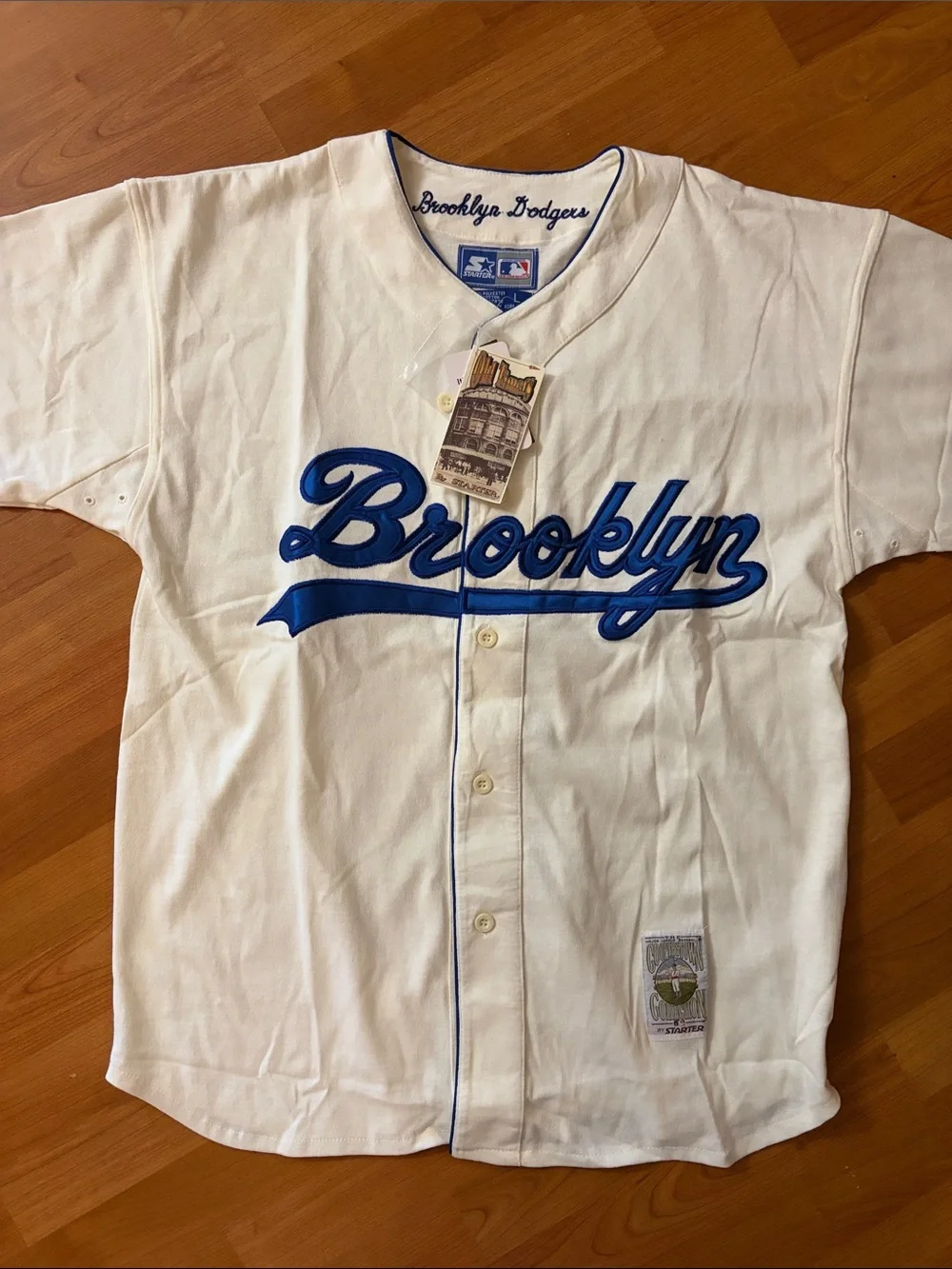 STARTER White and Royal Blue "Brooklyn" Baseball Jersey - Picture 10 of 14